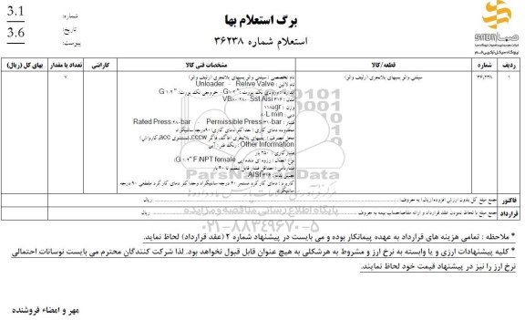 استعلام سیفتی والو پمپهای پلانچری 