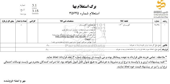 استعلام گلوب والو