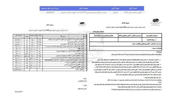 استعلام انتخاب پیمانکار برای اجرای طرح FTTH فاز 2 و 3 شهرک صنعتی