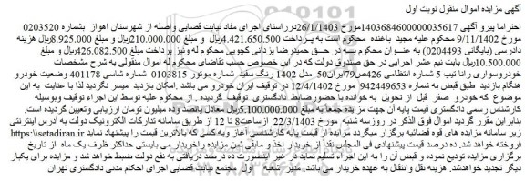 مزایده فروش خودروسواری رانا تیپ 5 
