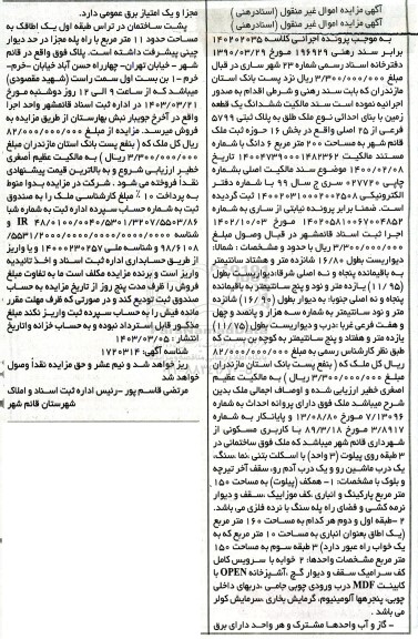 مزایده فروش ششدانگ یک قطعه زمین به پلاک ثبتی 5799 فرعی از 25 اصلی