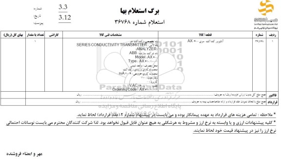 استعلام آنالیزور کنداکت سری AX-400