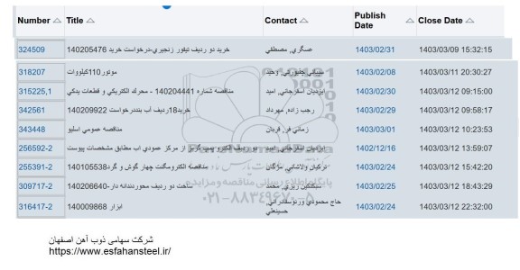 استعلام خرید دو ردیف تیفور زنجیری و ...