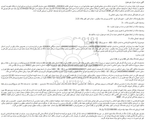 مزایده فروش 2.31 دانگ از 6 دانگ ملک