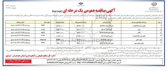مناقصه علمیات گشت و مراقبت از عرصه منابع طبیعی  - نوبت دوم 
