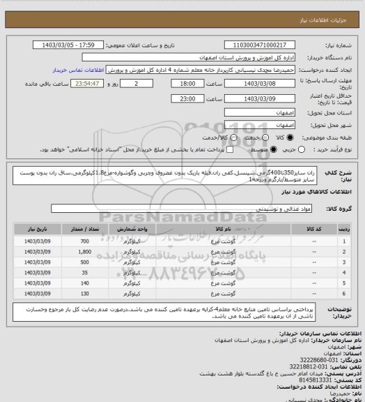 استعلام ران سایز350تا400گرمی.شینسل.کفی ران.فیله باریک بدون غضروف وچربی وگوشواره-مرغ1.8کیلوگرمی.ساق ران بدون پوست سایز متوسط/بارگرم ودرجه1