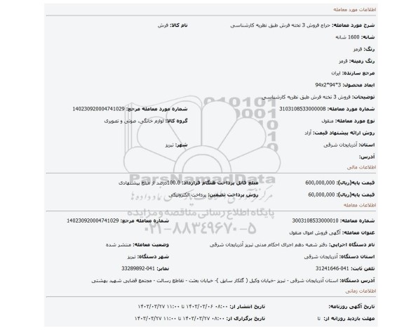 فروش 3 تخته فرش طبق نظریه کارشناسی