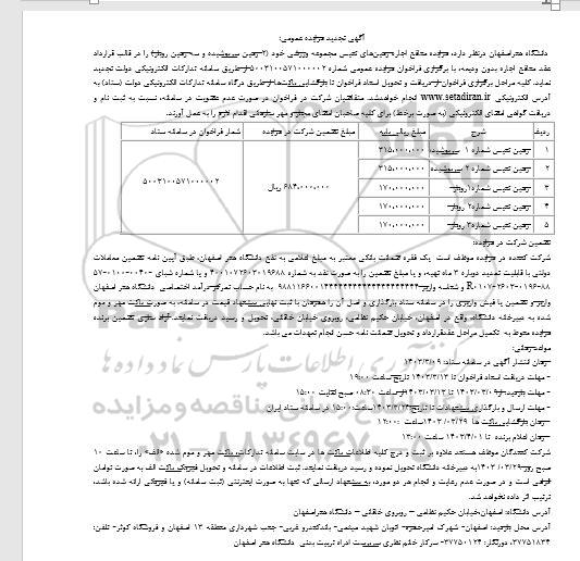 مزایده منافع زمین های تنیس مجموعه ورزشی تجدید