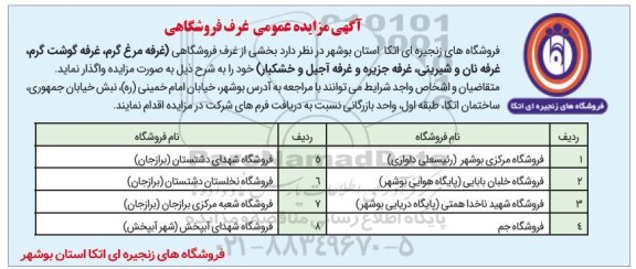  مزایده عمومی غرف فروشگاهی