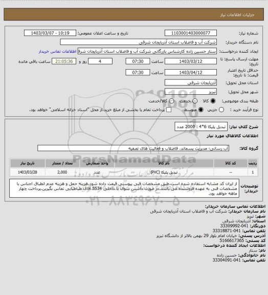 استعلام تبدیل پلیکا 6*4 : 2000 عدد