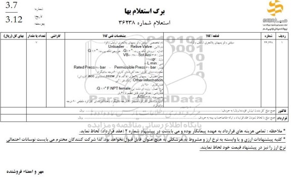 استعلام سیفتی والو پمپهای پلانچری 