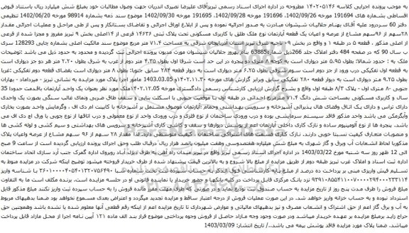 آگهی مزایده مقدار ۲۸سهم از ۹۶سهم مشاع از عرصه و اعیان یک قطعه آپارتمان نوع ملک طلق با کاربری مسکونی تحت پلاک ثبتی ۱۴۶۳۶ فرعی از ۱۴اصلی بخش ۹ 