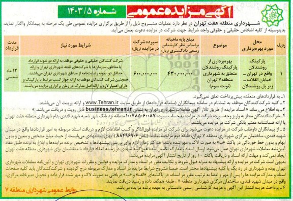 مزایده پارگینگ روشندلان