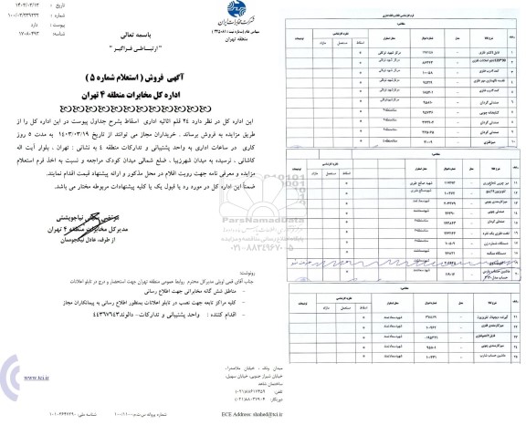 استعلام 24 قلم اثاثیه اداری اسقاط