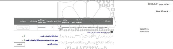 مزایده عمومی مخزن کپسول آتش نشانی