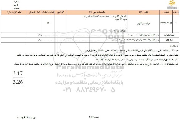 استعلام انواع شیر گازی