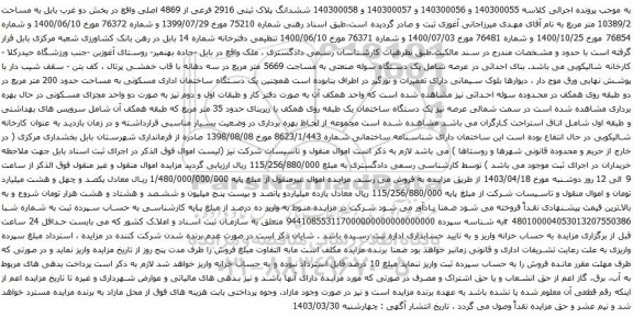 آگهی مزایده ششدانگ پلاک ثبتی 2916 فرعی از 4869 اصلی واقع در بخش دو غرب بابل به مساحت 10389/2 متر مربع