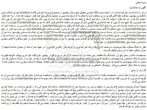 مزایده فروش پنج عدد کولر اسپلیت 30 هزار، سه عدد کولر اسپلیت 24 هزار و...