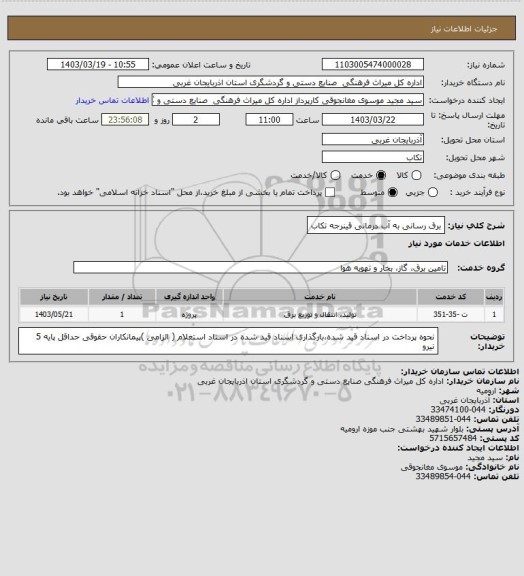 استعلام برق رسانی به آب درمانی قینرجه تکاب