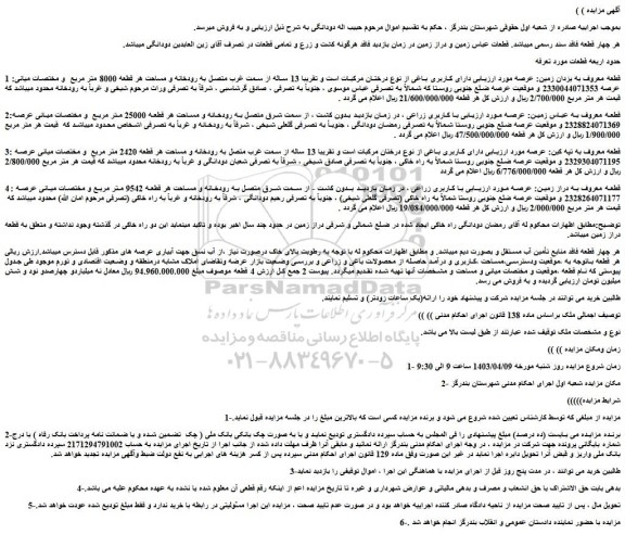 مزایده فروش زمین