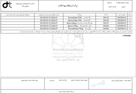 استعلام رنگ با هاردنر....