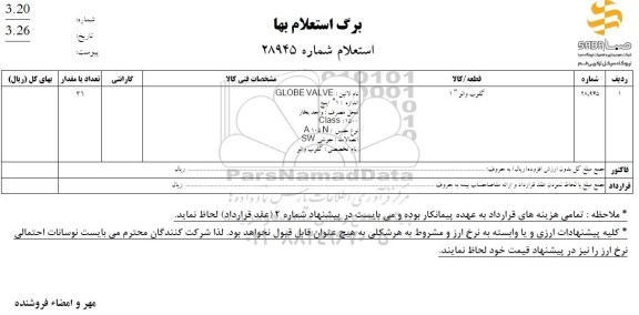استعلام گلوب والر