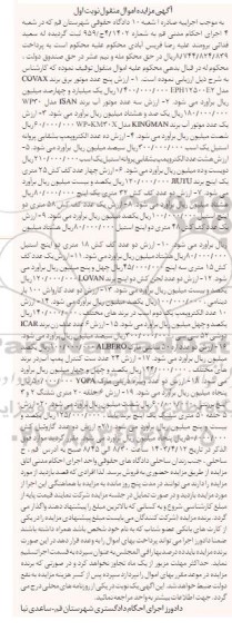 مزایده فروش موتور برق، موتور آب، الکتروپمپ بشقابی پروانه استیل و...