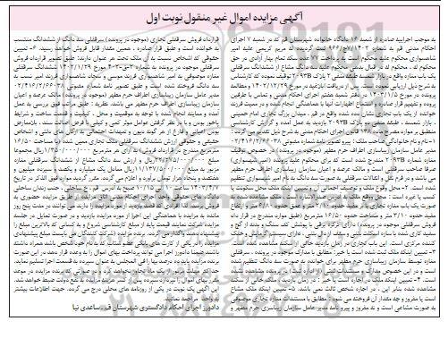  مزایده ششدانگ سرقفلی یک باب مغازه تجاری حدود 2.10 متر و عمق  حدود 6.80 متر و ارتفاع مفید حدود 3.10 متر 