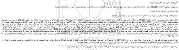 مزایده فروش 19/44 سهم از 100 سهم ملک