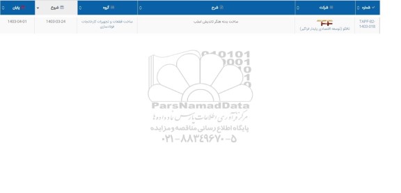 استعلام ساخت بدنه هنگر تاندیش اسلب 
