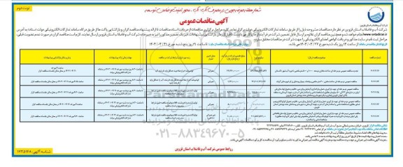 تجدید مناقصه عمومی دو مرحله ای ساخت مخازن توسعه....- نوبت دوم