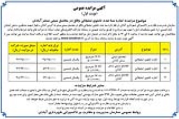 مزایده اجاره سه عدد تابلوی تبلیغاتی