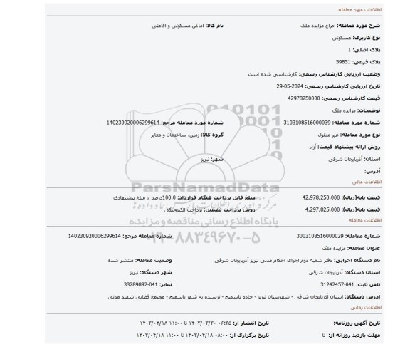 مزایده ملک