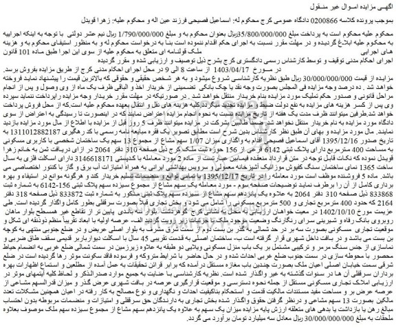 مزایده فروش ملک قولنامه ای