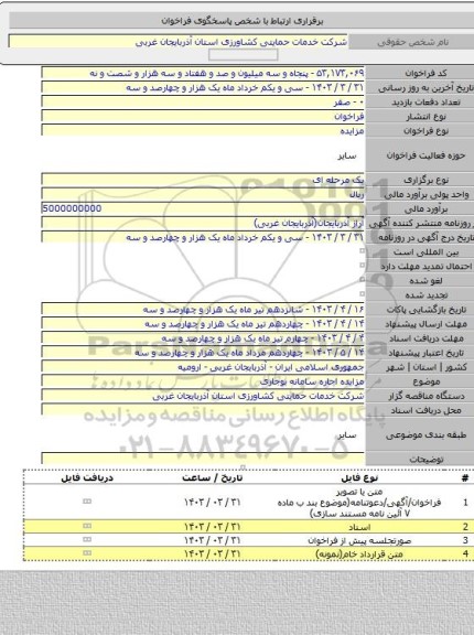 مزایده, مزایده اجاره سامانه بوجاری