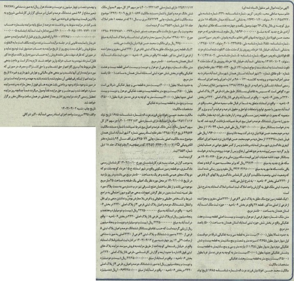 مزایده فروش یک قطعه زمین به پلاک ثبتی 4 فرعی از 2220 اصلی