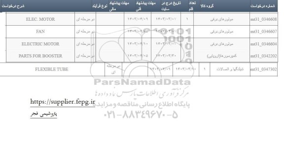 استعلام ELEC MOTOR و ...