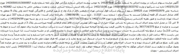 آگهی مزایده سهام