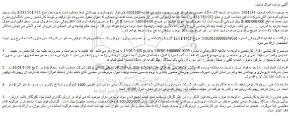 مزایده فروش ریچتراک برقی