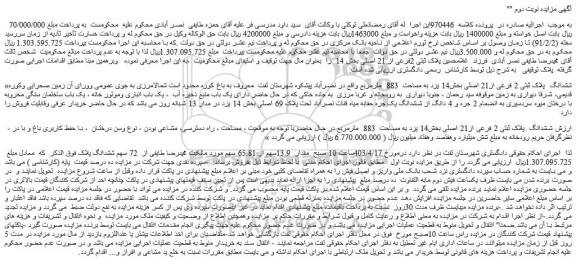 مزایده فروش ششدانگ پلاک ثبتی 2 فرعی از21 اصلی
