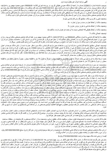 مزایده فروش 0.116 دانگ از شش دانگ ملک