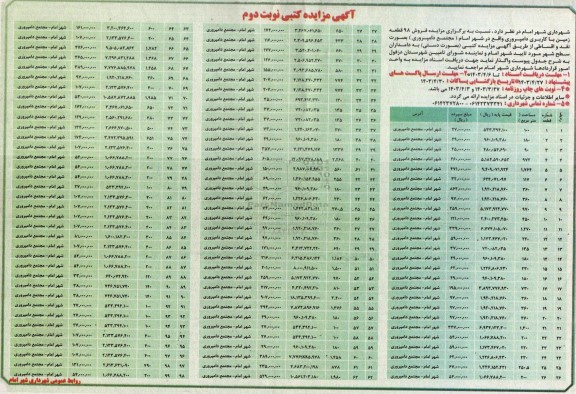مزایده فروش 98 قطعه زمین با کاربری دامپروری - نوبت دوم