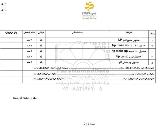 استعلام هندویل سطح انداز LP ...