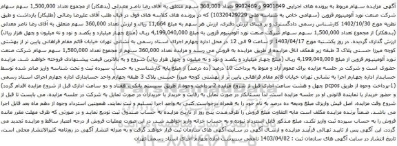 آگهی مزایده سهام