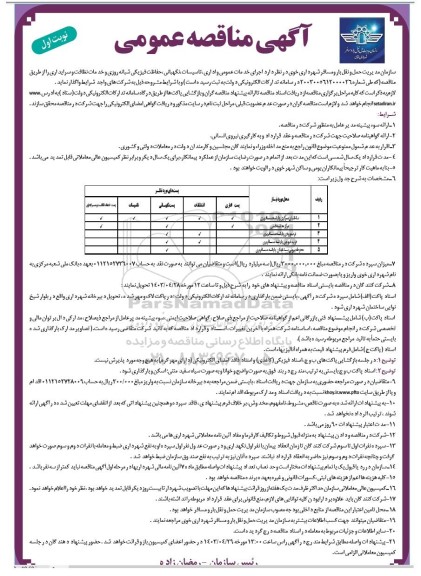 مناقصه اجرای خدمات عمومی و اداری تاسیسات نگهبانی حفاظت فیزیکی شبانه روزی و خدمات نظافت و سرایداری