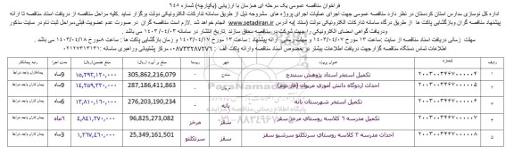 مناقصه تکمیل استخر استاد پژوهش....