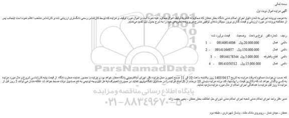 مزایده فروش خط 
