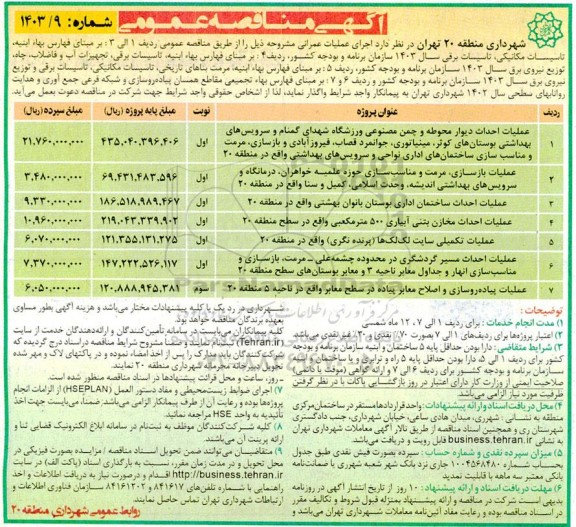مناقصه عملیات احداث دیوار محوطه و چمن مصنوعی ورزشگاه شهدای گمنام  ...