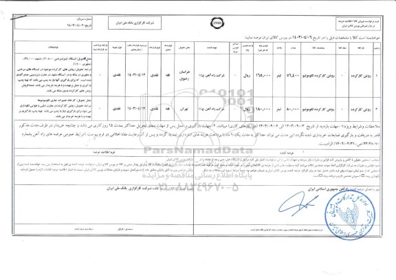 استعلام روغن کارکرده لکوموتیو