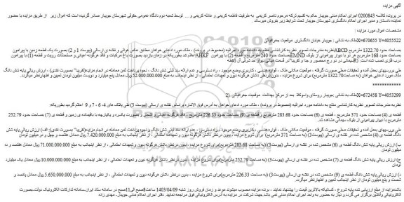 مزایده یک قطعه زمین با پیرامون ABCD بمساحت حدود 1322.70 مترمربع
